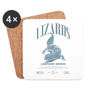 Leopard Gecko Modern Reptile Keeper Streetwear - Untersetzer (4er-Set) - Weiß - Vorne