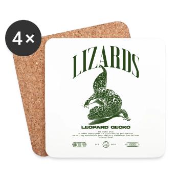 Leopard Gecko Modern Reptile Keeper Streetwear - Untersetzer (4er-Set) - Weiß - Vorne