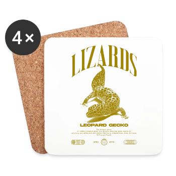 Leopard Gecko Moderne Reptilienwärter Streetwear - Untersetzer (4er-Set) - Weiß - Vorne