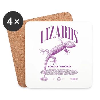 Tokajer Gecko Streetwear Eidechse Hüter - Untersetzer (4er-Set) - Weiß - Vorne