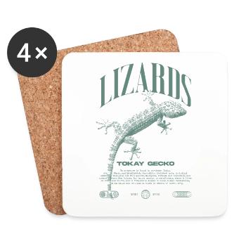 Tokay Gecko Streetwear Lizard Keeper - Dessous de verre (lot de 4) - blanc - Devant