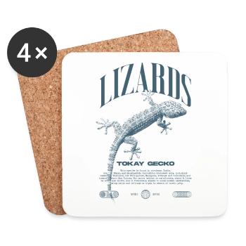 Tokay Gecko Streetwear Lizard Keeper - Dessous de verre (lot de 4) - blanc - Devant