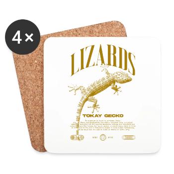 Tokay Gecko Streetwear Eidechsenwärter - Untersetzer (4er-Set) - Weiß - Vorne