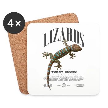 Tokay Gecko Streetwear Lizard Keeper - Dessous de verre (lot de 4) - blanc - Devant