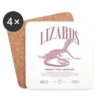 Green Tree Monitor Streetwear Lizard Keeper - Coasters (set of 4) - white - Front