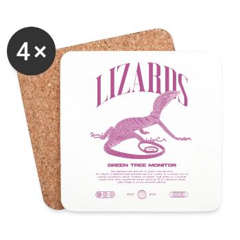 Green Tree Monitor Streetwear Lizard Keeper - Coasters (set of 4) - white - Front