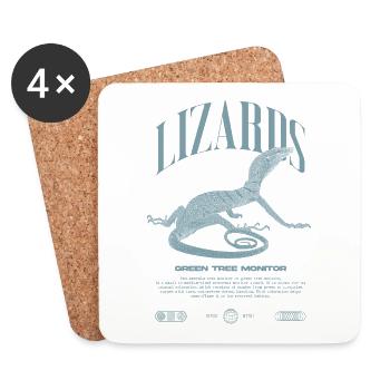 Moniteur d’arbre vert Streetwear gardien de lézard - Dessous de verre (lot de 4) - blanc - Devant