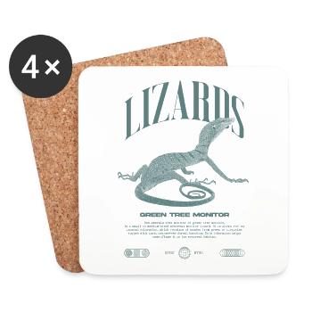 Green Tree Monitor Streetwear Lizard Keeper - Coasters (set of 4) - white - Front