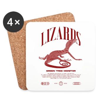 Green Tree Monitor Streetwear Lizard Keeper - Coasters (set of 4) - white - Front