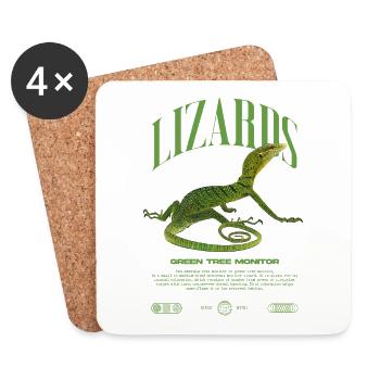 Green Tree Monitor Streetwear Lizard Keeper - Coasters (set of 4) - white - Front