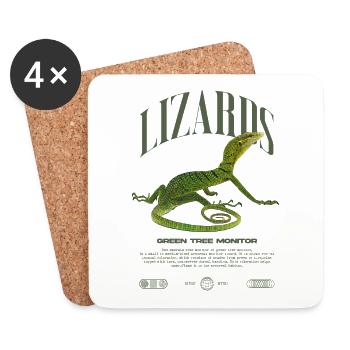 Green Tree Monitor Streetwear Lizard Keeper - Coasters (set of 4) - white - Front