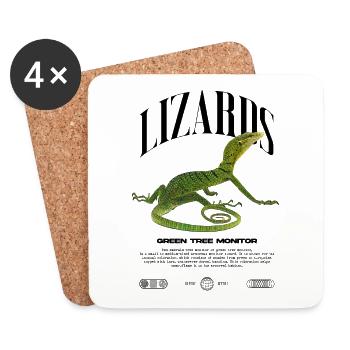 Green Tree Monitor Streetwear Lizard Keeper - Coasters (set of 4) - white - Front