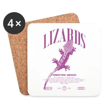 Crested Gecko Streetwear Lizard Keeper - Coasters (set of 4) - white - Front