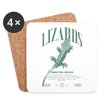 Crested Gecko Streetwear Lizard Keeper - Coasters (set of 4) - white - Front