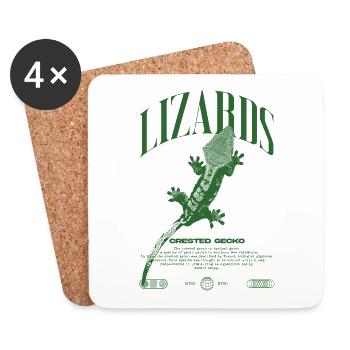 Crested Gecko Streetwear Lizard Keeper - Coasters (set of 4) - white - Front