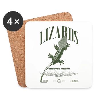 Crested Gecko Streetwear Lizard Keeper - Coasters (set of 4) - white - Front