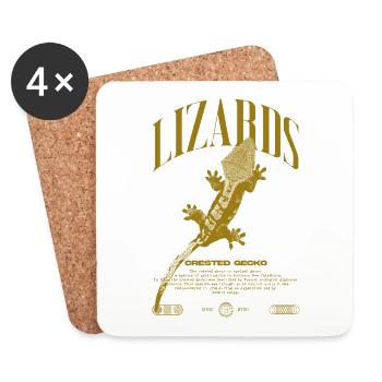 Crested Gecko Streetwear Lizard Keeper - Coasters (set of 4) - white - Front