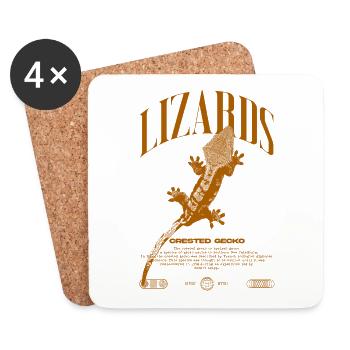 Crested Gecko Streetwear Lizard Keeper - Coasters (set of 4) - white - Front
