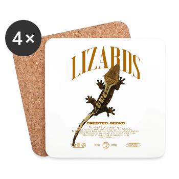 Crested Gecko Streetwear Lizard Keeper - Coasters (set of 4) - white - Front