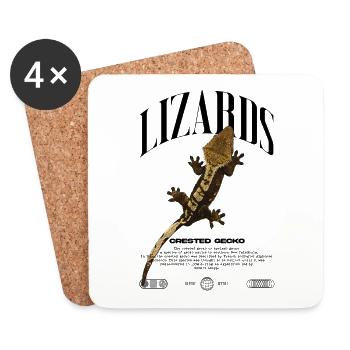 Crested Gecko Streetwear Lizard Keeper - Coasters (set of 4) - white - Front