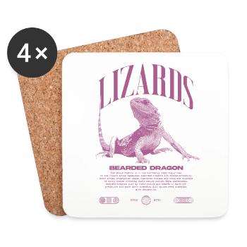 Bearded Dragon Streetwear Lizard Keeper - Coasters (set of 4) - white - Front