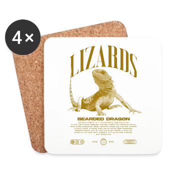 Bearded Dragon Streetwear Lizard Keeper - Coasters (set of 4) - white - Front