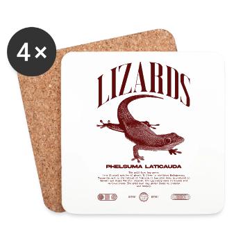 Phelsuma laticauda jour Gecko gardien de lézard - Dessous de verre (lot de 4) - blanc - Devant