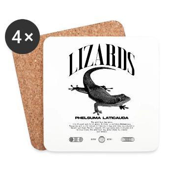 Phelsuma laticauda jour Gecko gardien de lézard - Dessous de verre (lot de 4) - blanc - Devant