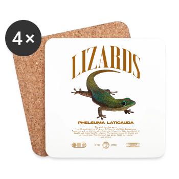 Phelsuma laticauda jour Gecko gardien de lézard - Dessous de verre (lot de 4) - blanc - Devant