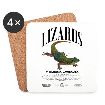 Phelsuma laticauda jour Gecko gardien de lézard - Dessous de verre (lot de 4) - blanc - Devant