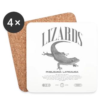 Phelsuma laticauda Day Gecko Streetwear Lézard - Dessous de verre (lot de 4) - blanc - Devant