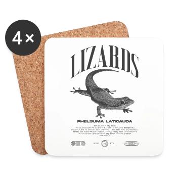 Phelsuma laticauda jour Gecko gardien de lézard - Dessous de verre (lot de 4) - blanc - Devant