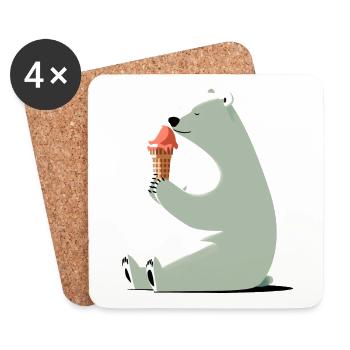 Eisbär mit Eis - Untersetzer (4er-Set) - Weiß - Vorne