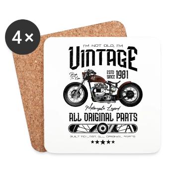 Vintage Motorrad Motorrad Motorrad Geburtstag 1981 - Untersetzer (4er-Set) - Weiß - Vorne