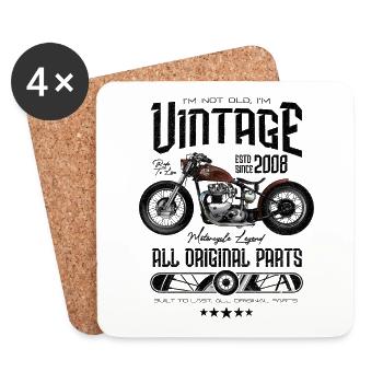 Vintage Motorrad Biker Motorrad Geburtstag 2008 - Untersetzer (4er-Set) - Weiß - Vorne