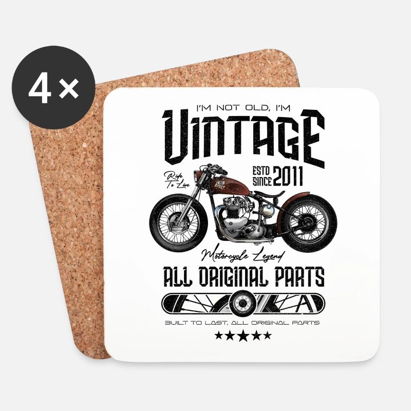 Vintage Motorrad Biker Motorrad Geburtstag 2011 - Untersetzer (4er-Set) - Weiß