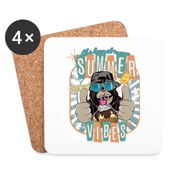Gorilla Monkey Summer Ice Cream Summer Vibes - Dessous de verre (lot de 4) - blanc - Devant