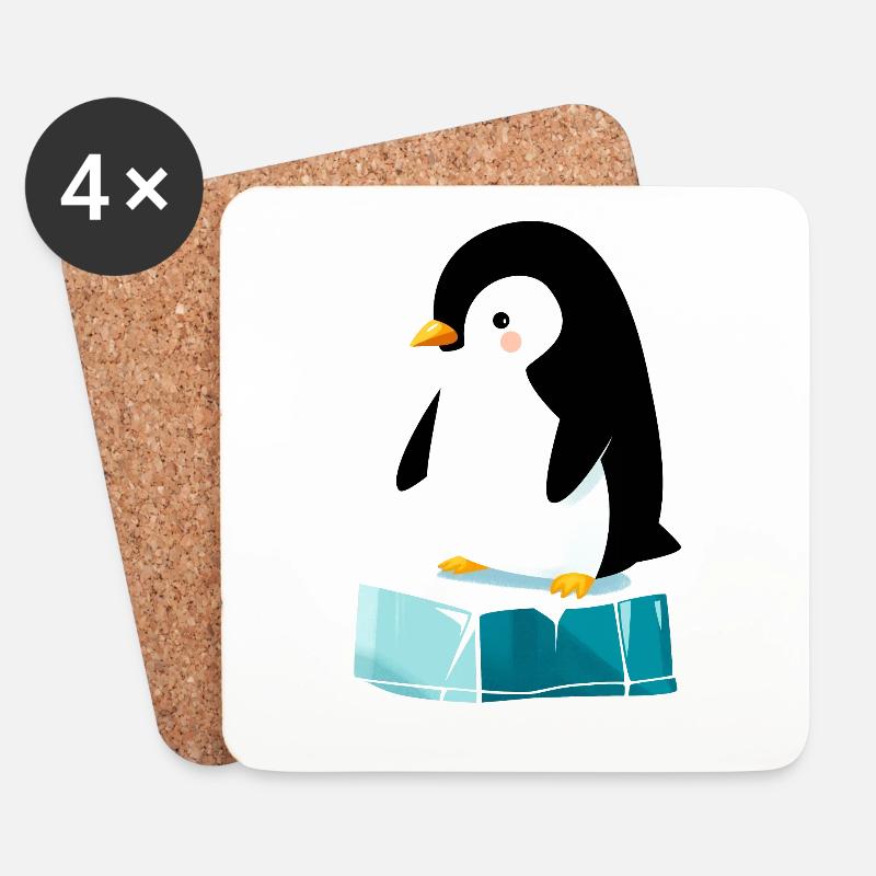 Kleiner Pinguin auf Eisblock - Untersetzer (4er-Set) - Weiß