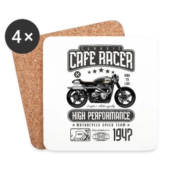 Cafe Racer Motorrad Geburtstag Biker Jahrgang 1947 - Untersetzer (4er-Set) - Weiß - Vorne