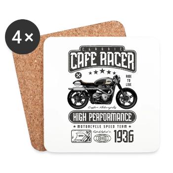 Cafe Racer Motorrad Geburtstag Biker Jahrgang 1936 - Untersetzer (4er-Set) - Weiß - Vorne