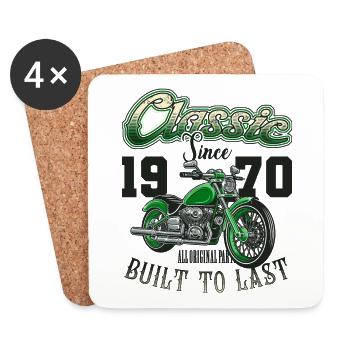 Moto Motard Moto Anniversaire Né En 1970 - Dessous de verre (lot de 4) - blanc - Devant