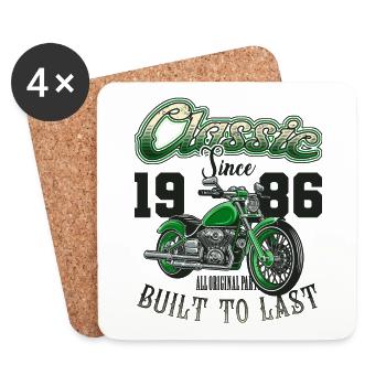 Moto Motard Moto Anniversaire Né En 1986 - Dessous de verre (lot de 4) - blanc - Devant