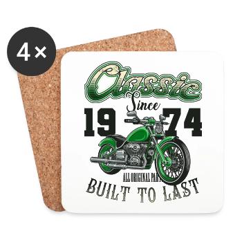 Motorcycle Bikers Motorbike Birthday Born In 1974 - Coasters (set of 4) - white - Front