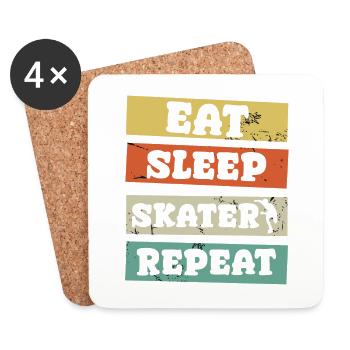Manger dormir patineur répéter - Dessous de verre (lot de 4) - blanc - Devant