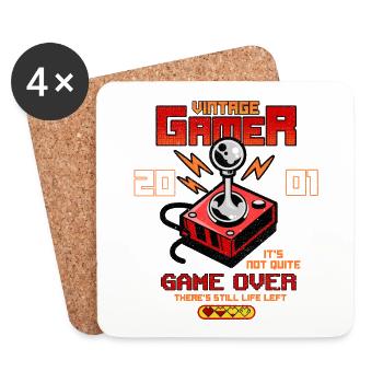 Vintage Gamer depuis 2001 Drôle d’anniversaire Gaming - Dessous de verre (lot de 4) - blanc - Devant