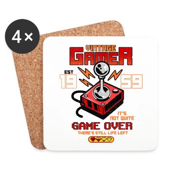 Vintage Gamer depuis 1959 Drôle d’anniversaire Jeux - Dessous de verre (lot de 4) - blanc - Devant
