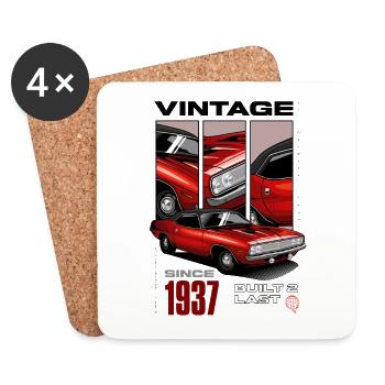 Ich bin nicht alt, ich bin ein Oldtimer, Oldtimer, geboren 1937 - Untersetzer (4er-Set) - Weiß - Vorne