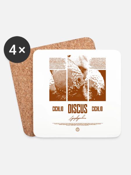 Diskusfisch Buntbarsch Aquarium Fischhalter - Untersetzer (4er-Set) - Weiß