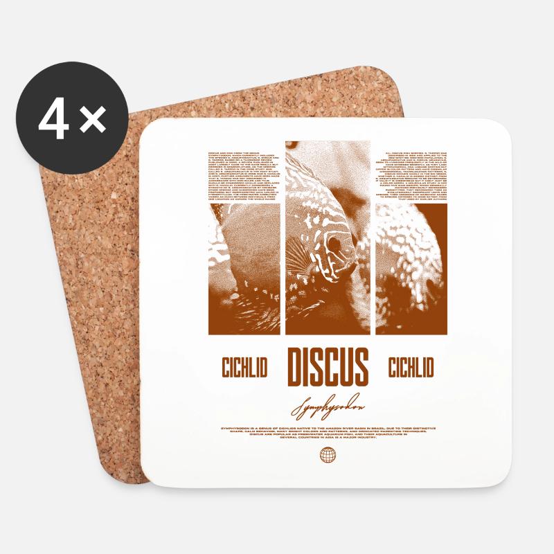 Diskusfisch Buntbarsch Aquarium Fischhalter - Untersetzer (4er-Set) - Weiß