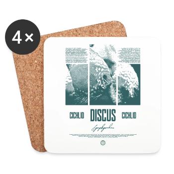 Diskusfisch Buntbarsch Aquarium Fischhalter - Untersetzer (4er-Set) - Weiß - Vorne